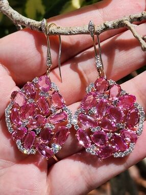 Casato 18kt Gold Pink Sapphire Diamond Drop Earrings